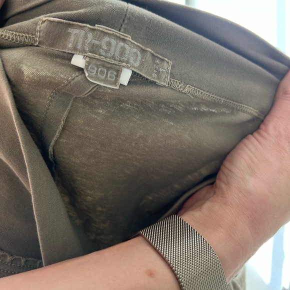 Cotton stretch skirt with silk accents and front pockets - Picture 4 of 4